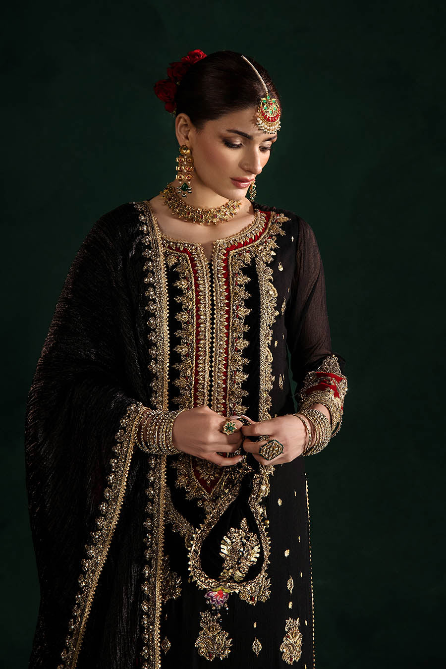 Black Zardozi Embroidered Indowestern Salwar Kameez Online in KSA Riyadh Saudi Arabia Oman Bahrain Qatar