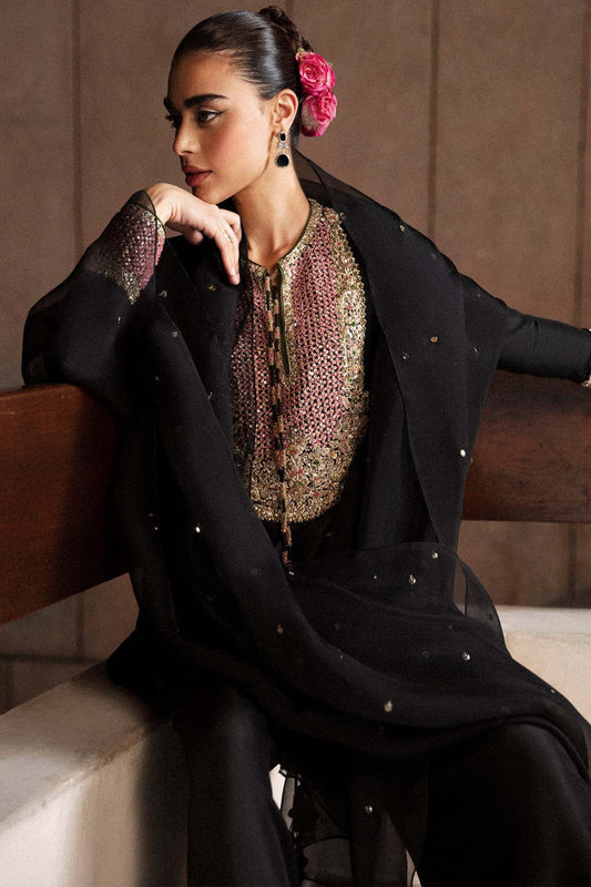 Black Handmade Raw Silk Suit