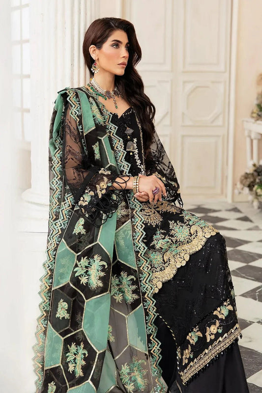 Black Handmade Pure Organza Suit
