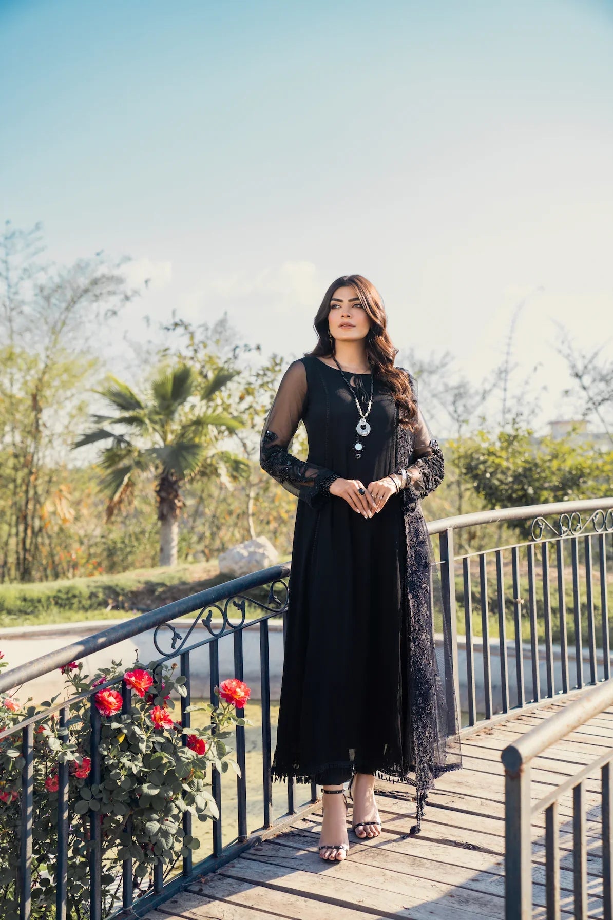 Black Readymade Chiffon Anarkali