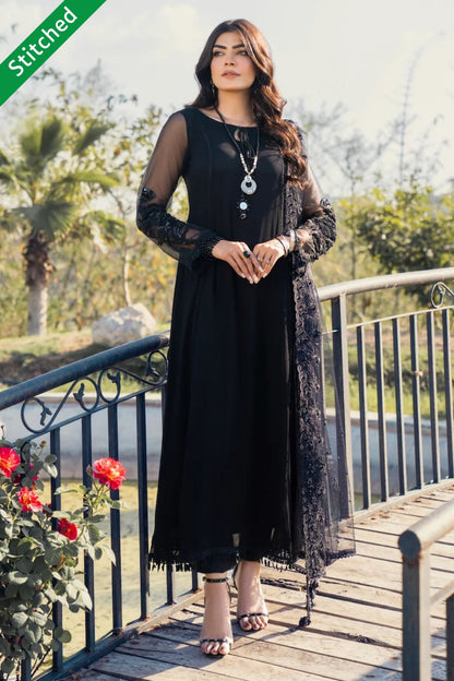 Black Readymade Chiffon Anarkali