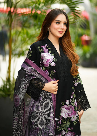 Black Embroidered Lawn Kurta Set with Dupatta