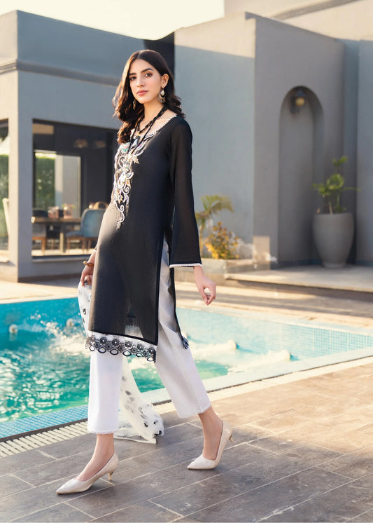 Black Readymade Pure Cotton Suit