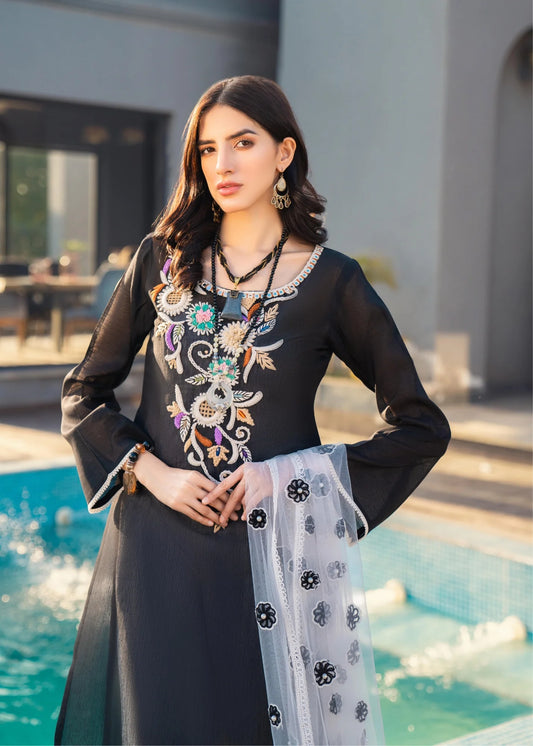 Black Readymade Pure Cotton Suit