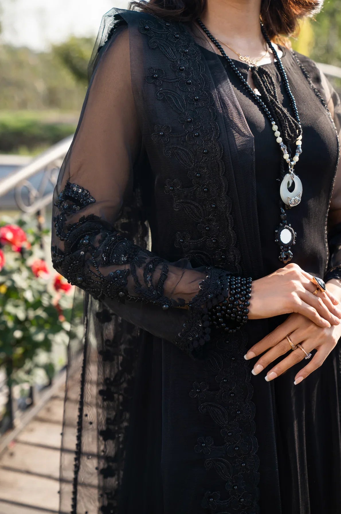Black Readymade Chiffon Anarkali