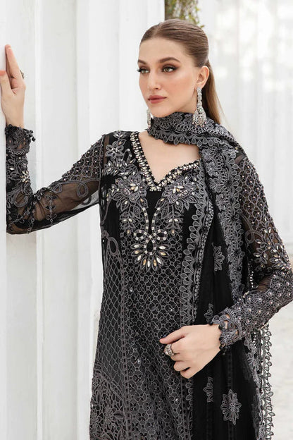 Black Hand Embellished Chiffon Suit