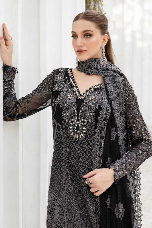 Black Hand Embellished Chiffon Suit