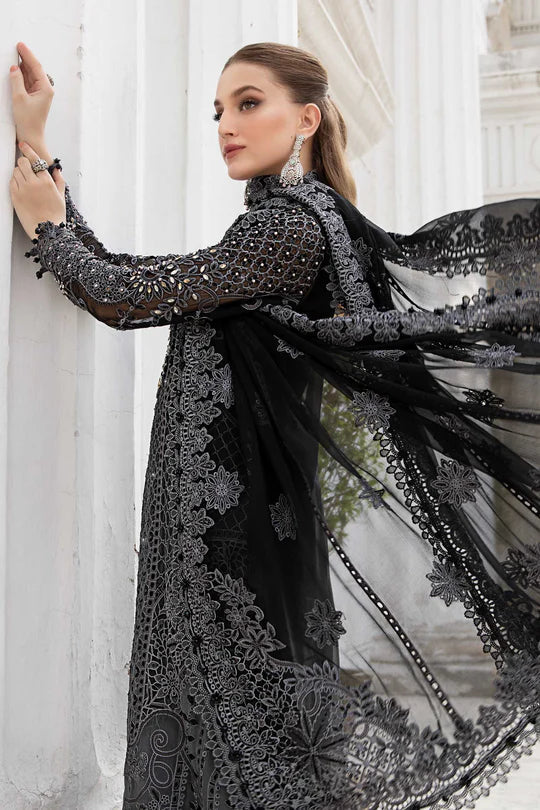 Black Hand Embellished Chiffon Suit