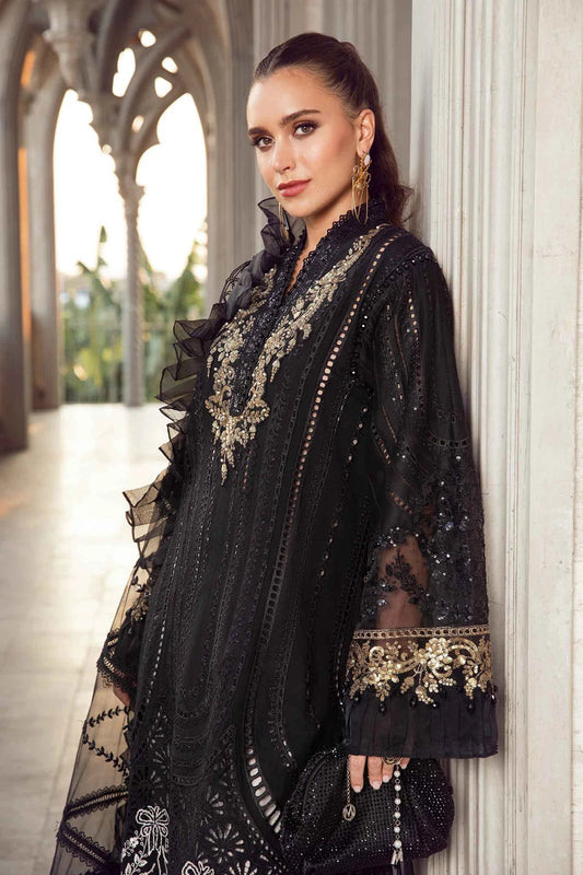 Black Chikankari Lawn Suit with 3D Work