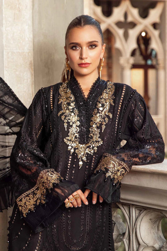 Black Chikankari Lawn Suit with 3D Work