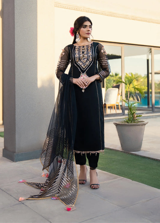 Readymade Black Suit with Gota Work