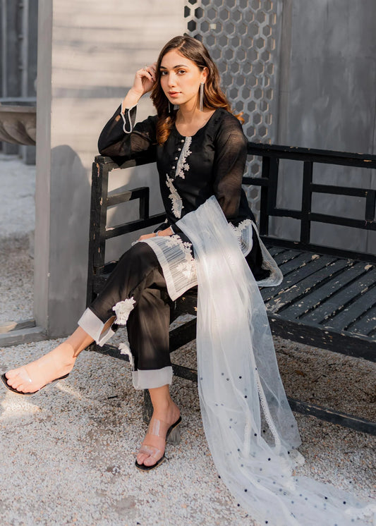 Black Readymade Cotton Suit
