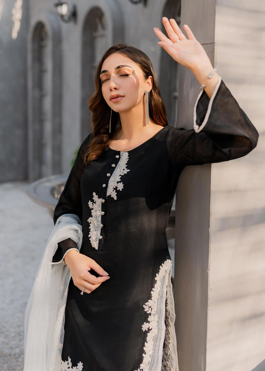 Black Readymade Cotton Suit