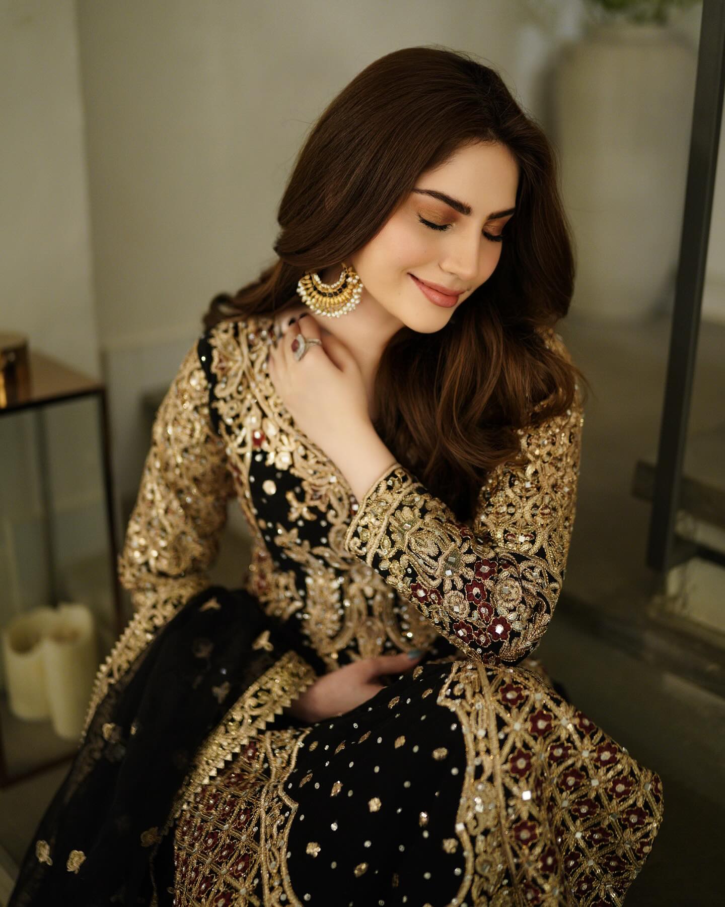 Black Embellished Chiffon Suit