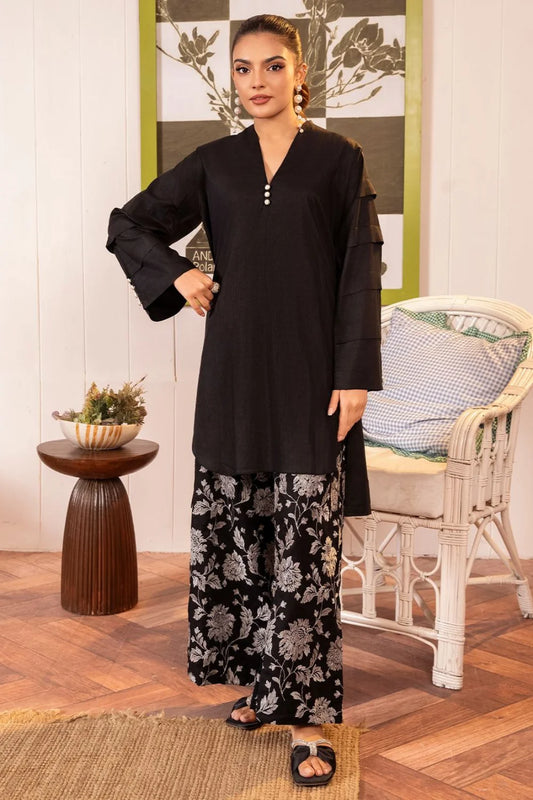 Black Embroidered Cotton Kurta Set