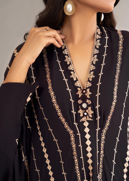 Charcoal Embroidered Lawn Kaftan