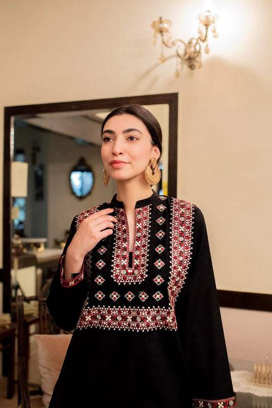 Coal Black Kurta with Straight Pants