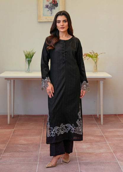 Black Cotton Long Kurta Set