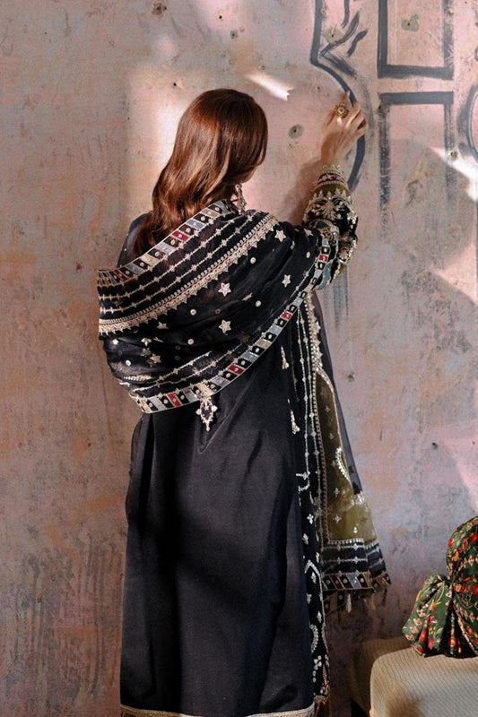 Black Handmade Pure Organza Suit
