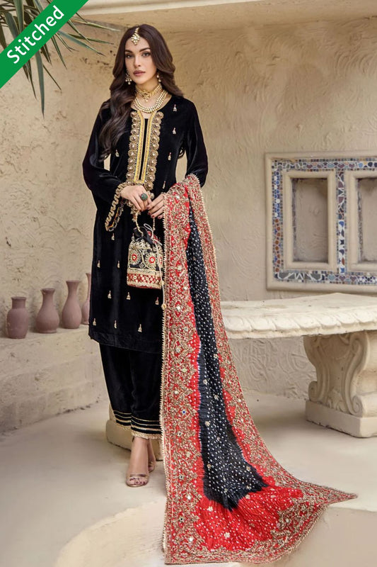 Readymade Pure Micro Velvet Suit with Chunri