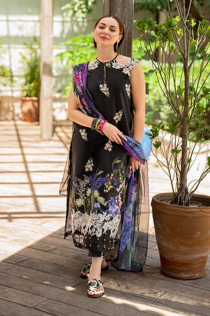 Black Pure Lawn Suit with Chiffon Dupatta