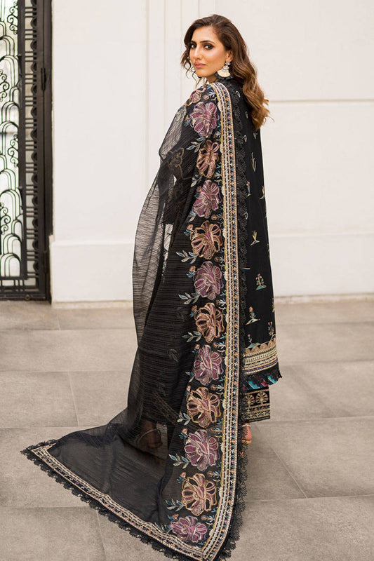 Black Floral Embroidered Lawn Suit