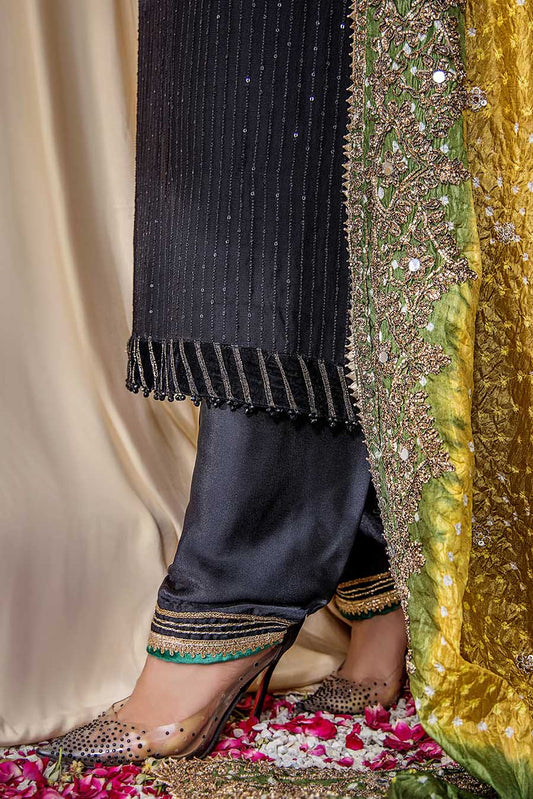 Readymade Black Chiffon Suit with Chunari