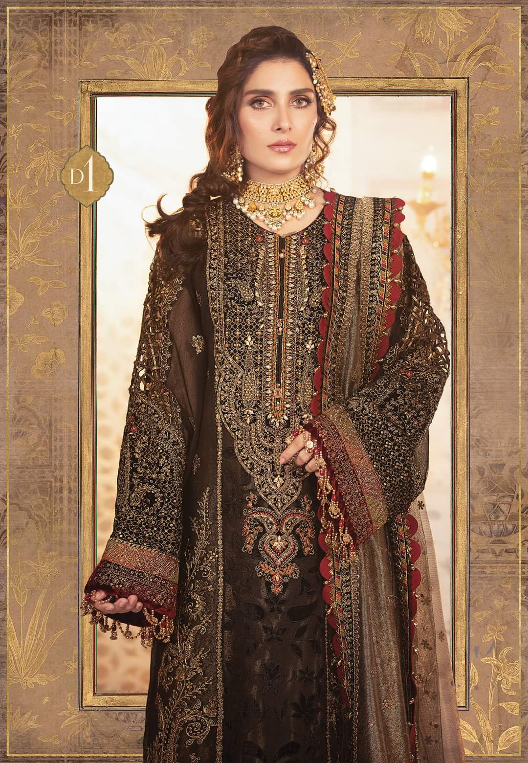 Black Embroidered Chiffon Suit