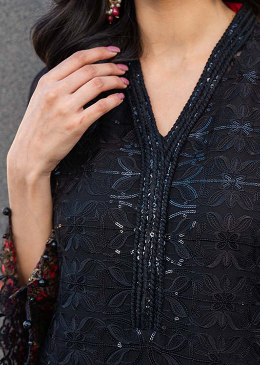 Readymade Black & Red Chiffon Suit