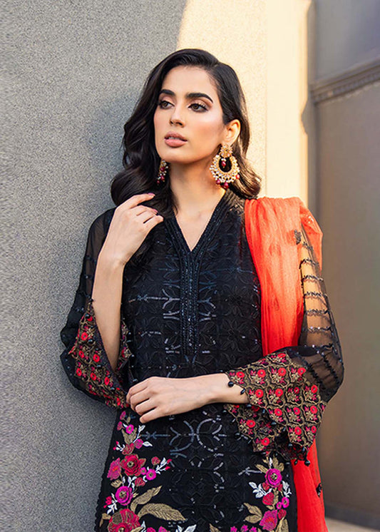 Readymade Black & Red Chiffon Suit