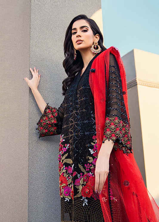 Readymade Black & Red Chiffon Suit