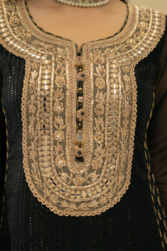 Black Handmade Bridal Sharara
