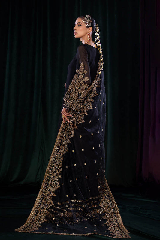 Hand Embroidered Chiffon Suit with Crushed Silk Sharara