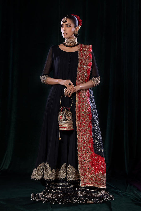 Black Readymade Pure Chiffon Sharara