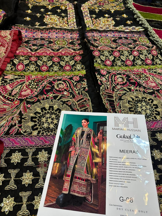 Black Suit with Multicolor Dupatta