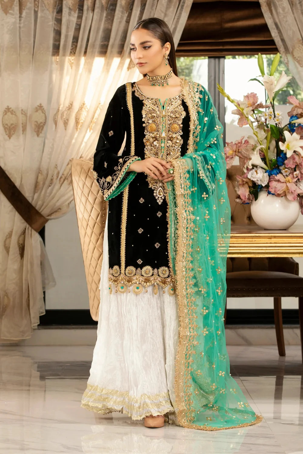 Readymade Micro Velvet Sharara