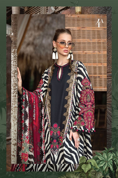 Black Printed Lawn Suit with Chiffon Dupatta