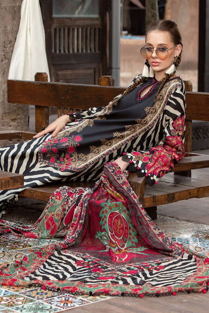 Black Printed Lawn Suit with Chiffon Dupatta