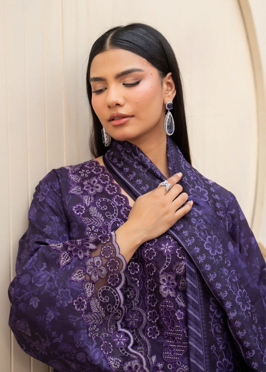 Blended Khaddar Embroidered Purple Heart Shalwar Kameez Online in Sri Lanka India Australia