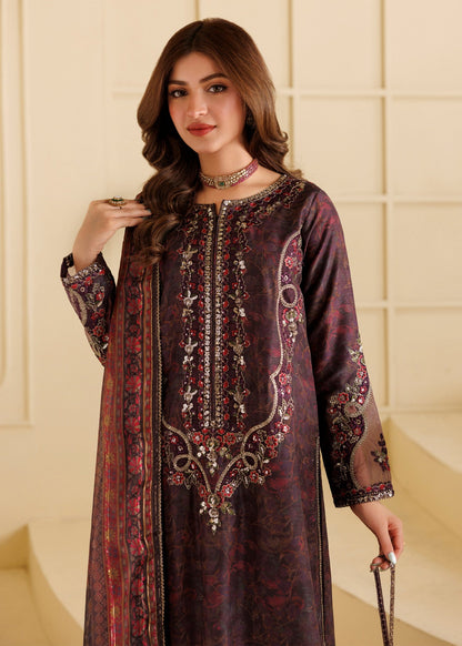 Blood Red Embroidered Blended Khaddar Designer Salwar Kameez Online in UK USA Canada