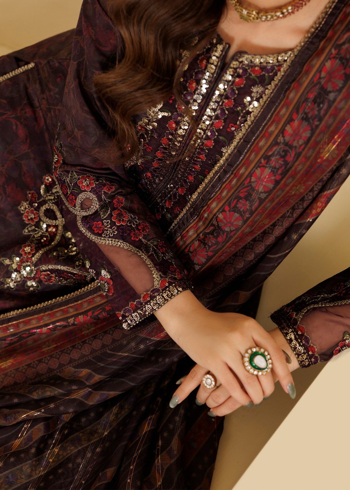 Blood Red Embroidered Blended Khaddar Salwar Suits for Women Online in Sri Lanka India Australia