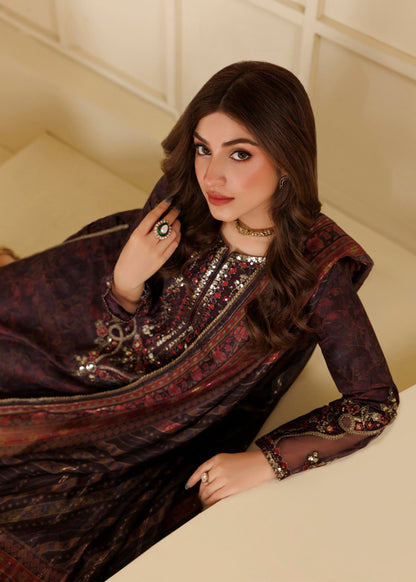 Blood Red Embroidered Khaddar Latest Pakistani Suits Online in UK USA Canada