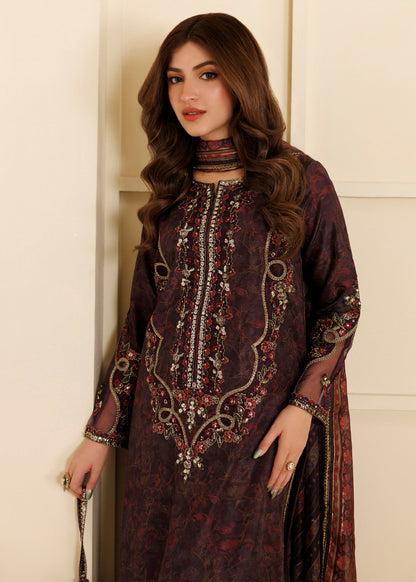 Blood Red Embroidered Khaddar Salwar Suit Online in Dubai UAE Abudhabi Ajman Sharjah