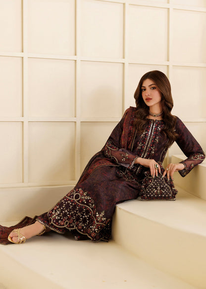 Blood Red Embroidered Khaddar Unstitched Suit Online in Dubai DXB UAE Abudhabi Meena Bazaar