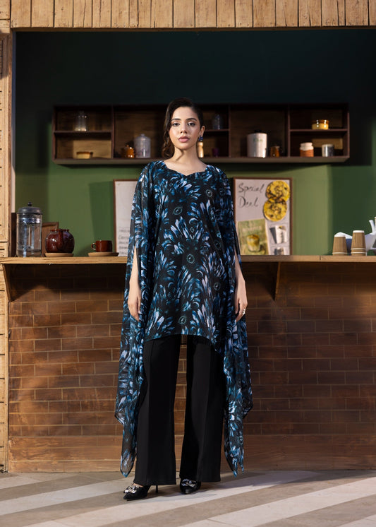 Blue Black Chiffon Kurta Set Online in Sri Lanka India Australia