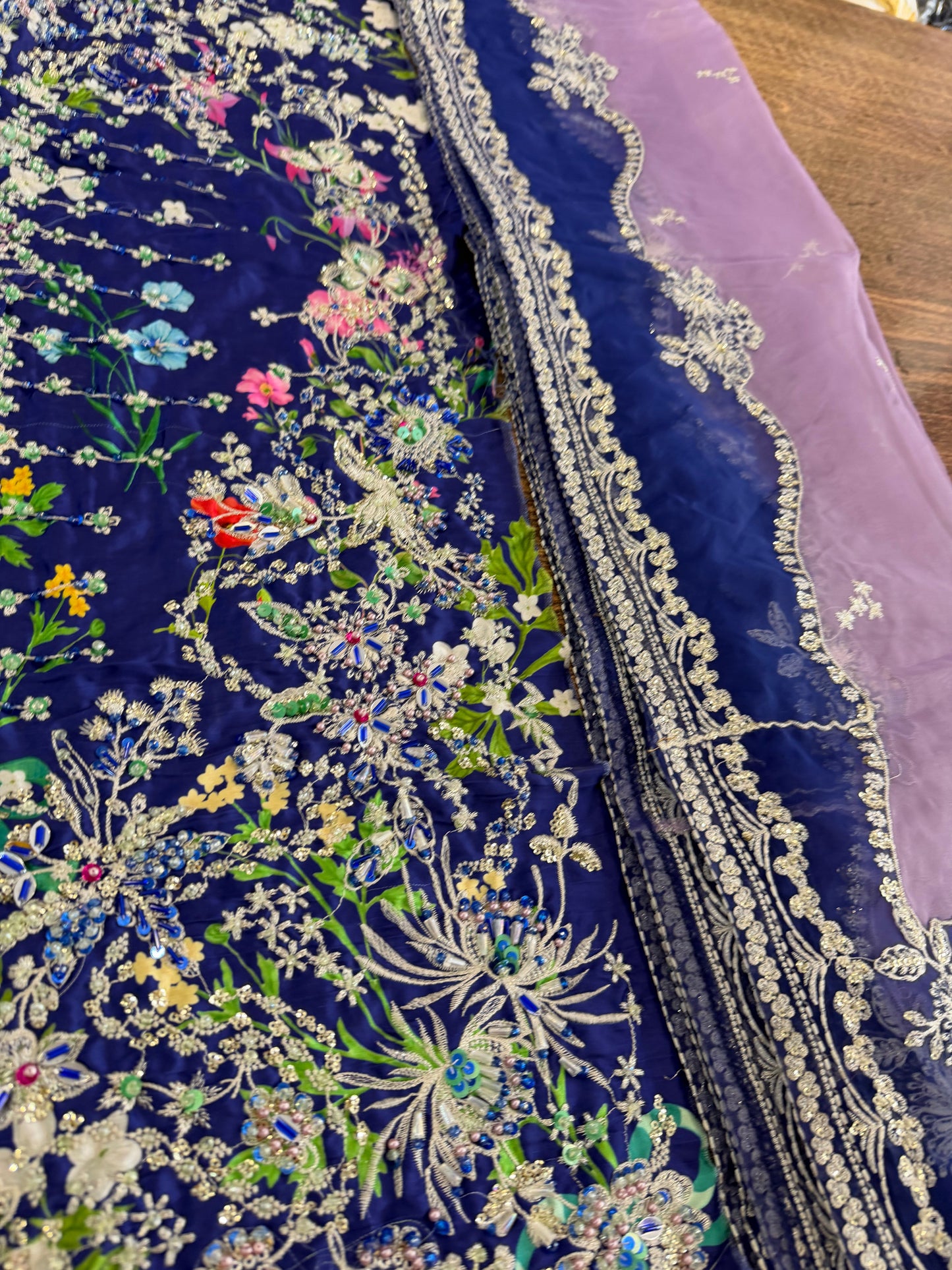Blue Chiffon Embellished Sharara Suit Online in Dubai UAE Abudhabi Ajman Sharjah