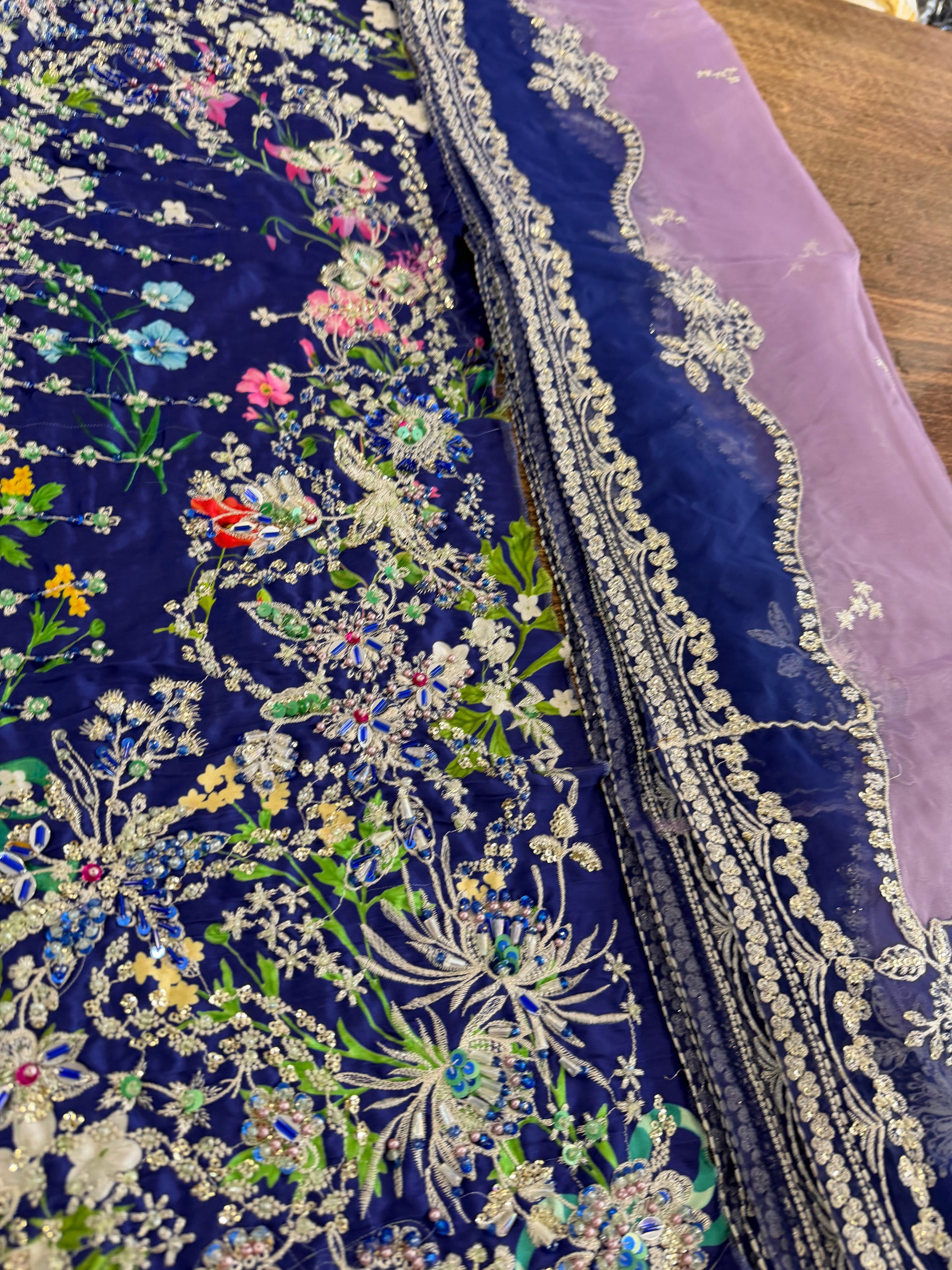 Blue Chiffon Embellished Sharara Suit Online in Dubai UAE Abudhabi Ajman Sharjah