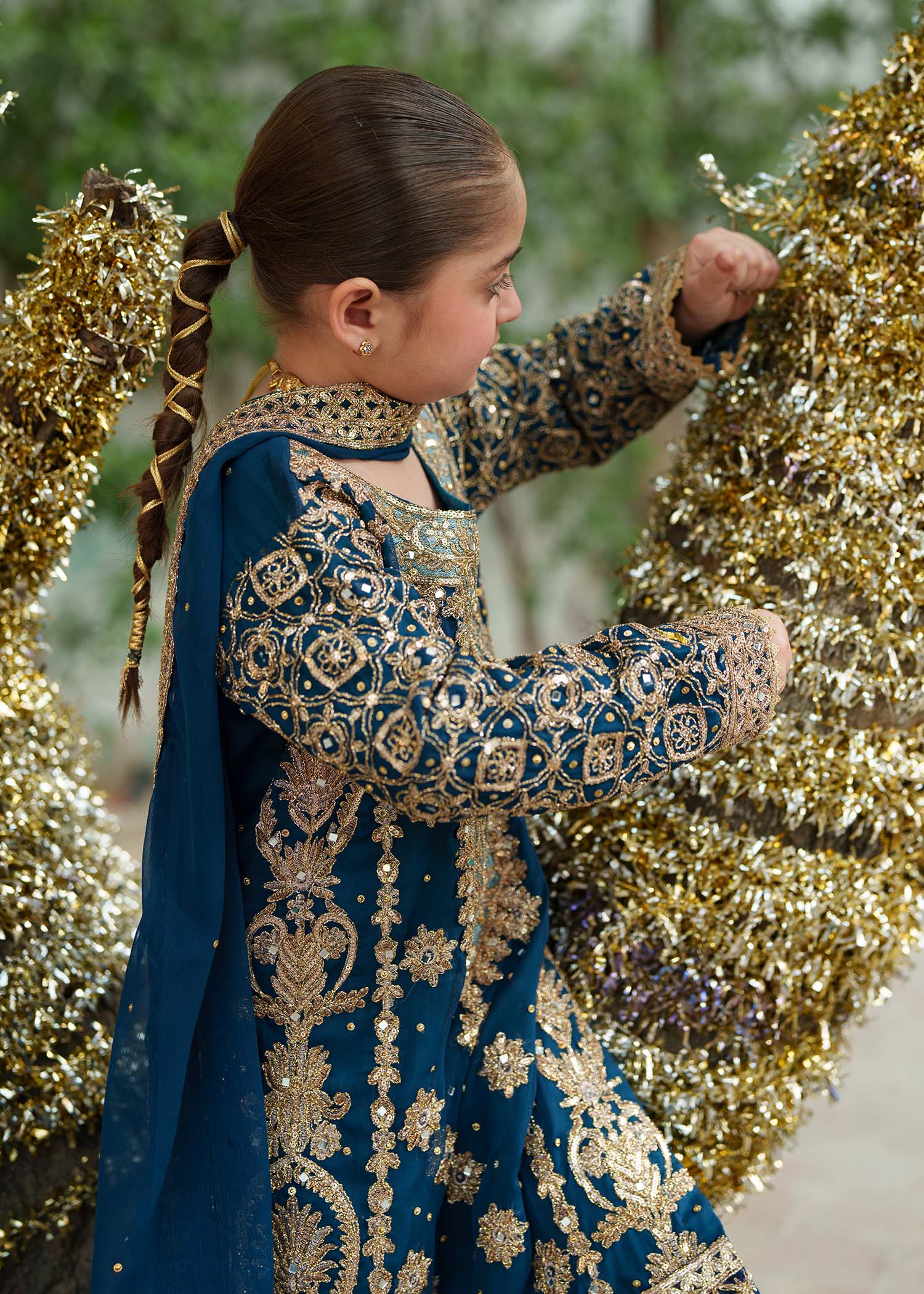 Blue Chiffon Kids 3 Piece Suit Online in Dubai DXB UAE Abudhabi Meena Bazaar