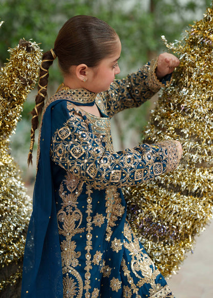 Blue Chiffon Kids 3 Piece Suit Online in Dubai DXB UAE Abudhabi Meena Bazaar
