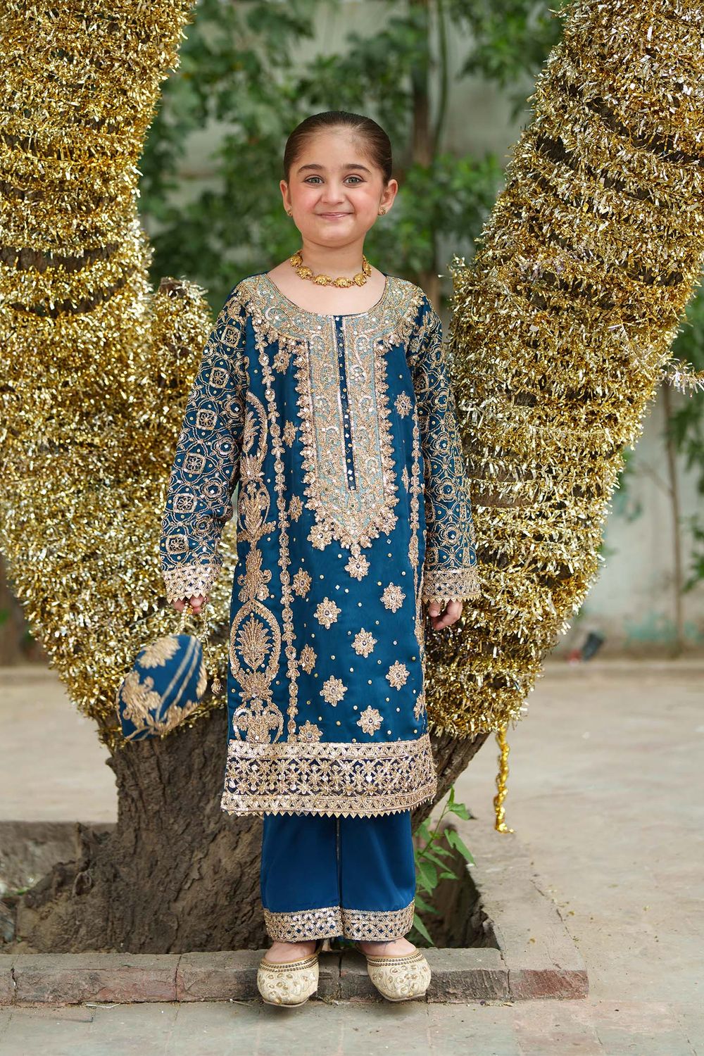 Blue Chiffon Kids Festive Suit Online in Dubai UAE Abudhabi Ajman Sharjah